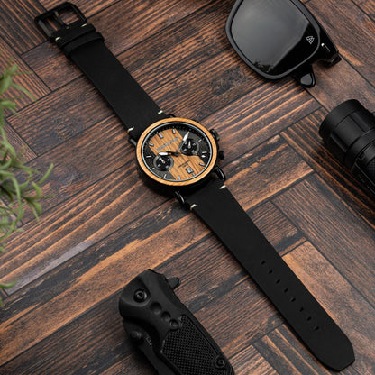 Midnight Black Raw Edge 23mm Leather Band