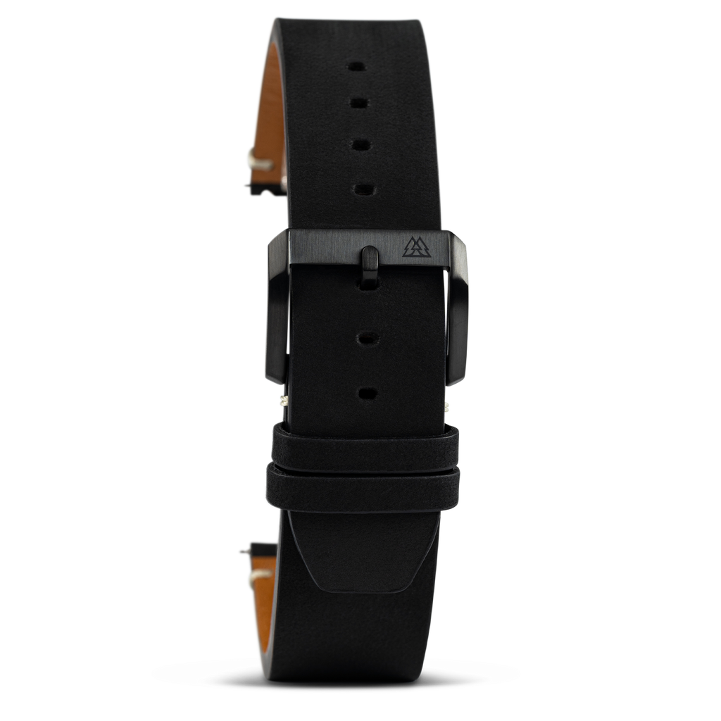Midnight Black Raw Edge 22mm Leather Band