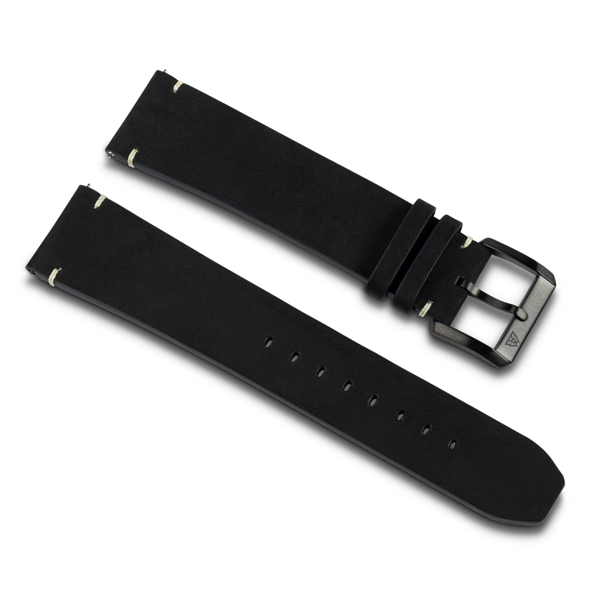 Midnight Black Raw Edge 22mm Leather Band