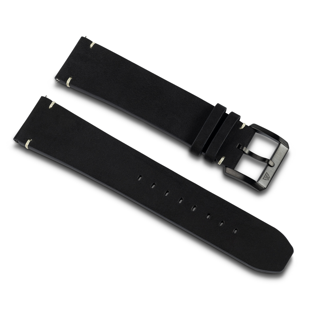 Midnight Black Raw Edge 23mm Leather Band