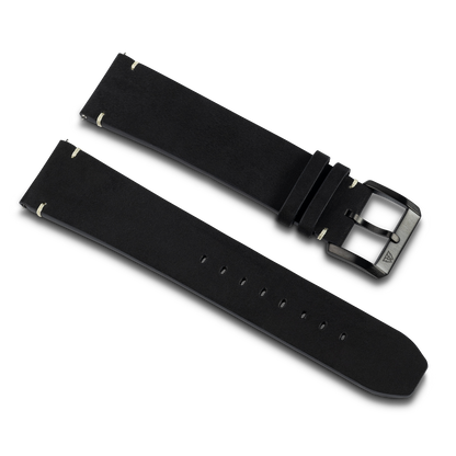 Midnight Black Raw Edge 23mm Leather Band