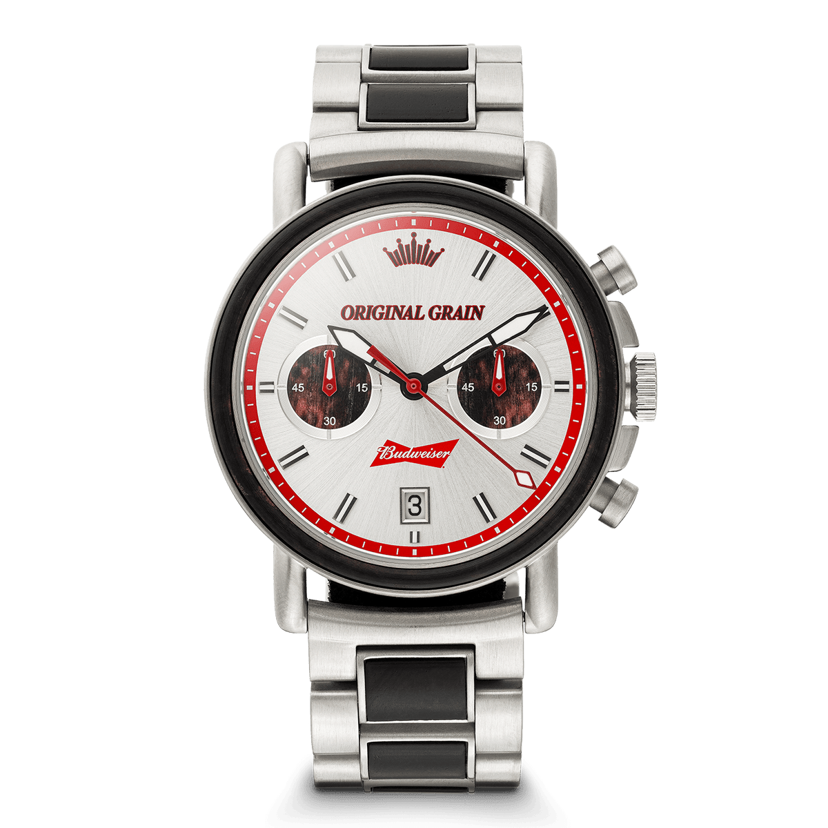 Budweiser King of Beers Silver Chrono 44mm