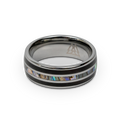 Ebony Abalone Silver Double Barrel Ring