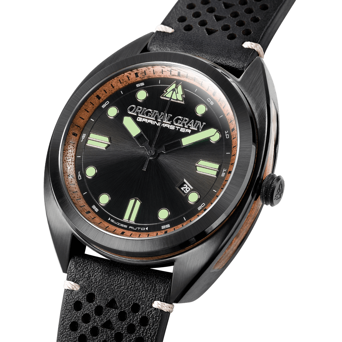 Burled Walnut Black Grainmaster Automatic 45mm