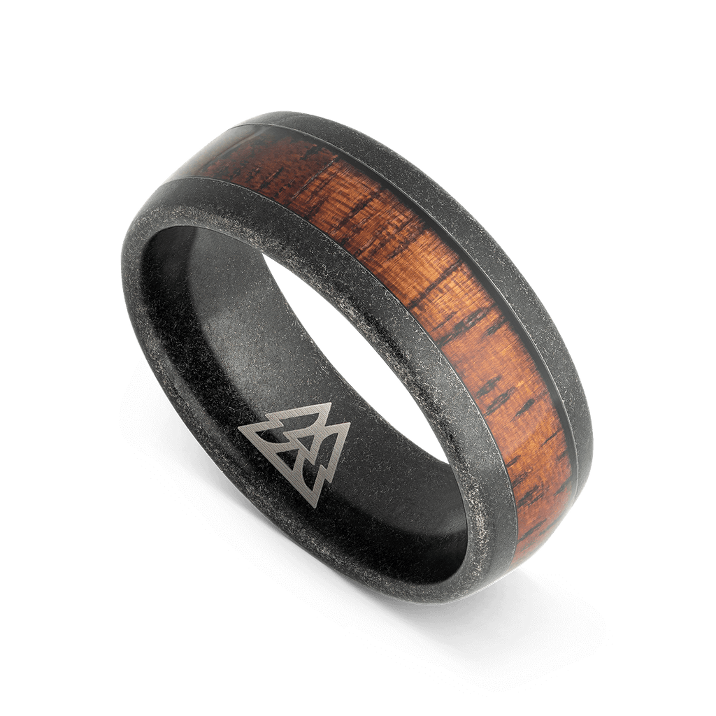 Koa Stonewashed Single Barrel Ring