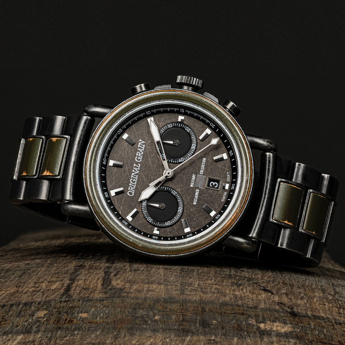 Military Stonewashed Steel Chrono 44mm