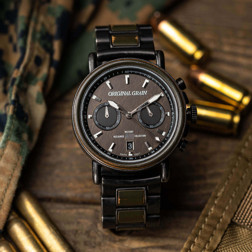 Military Stonewashed Steel Chrono 44mm