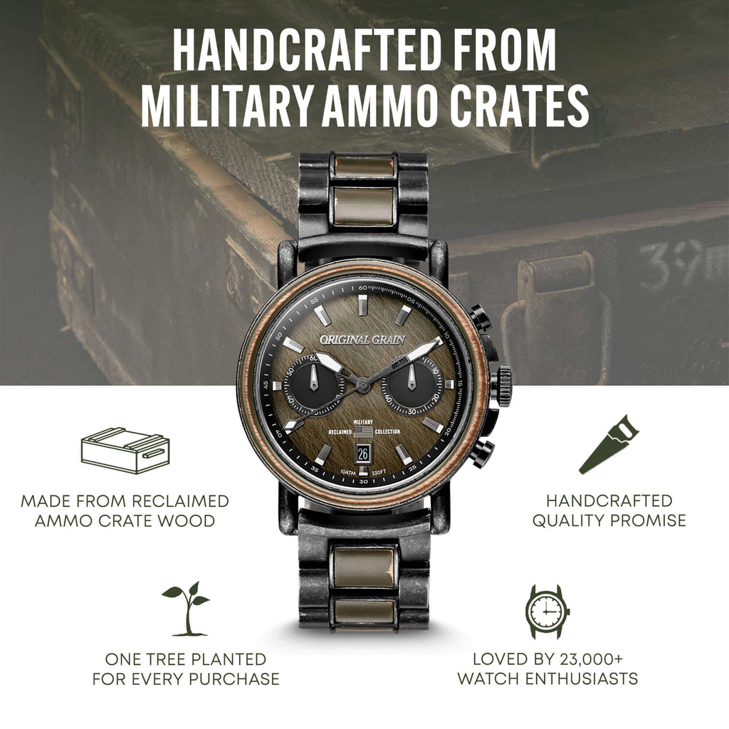 Military Stonewashed Steel Chrono 44mm