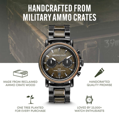 Military Stonewashed Steel Chrono 44mm