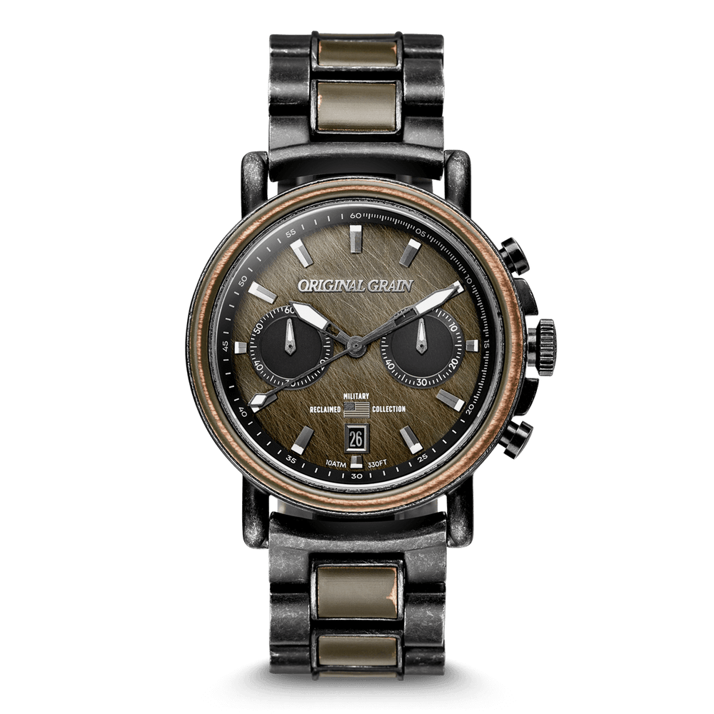 Military Stonewashed Steel Chrono 44mm