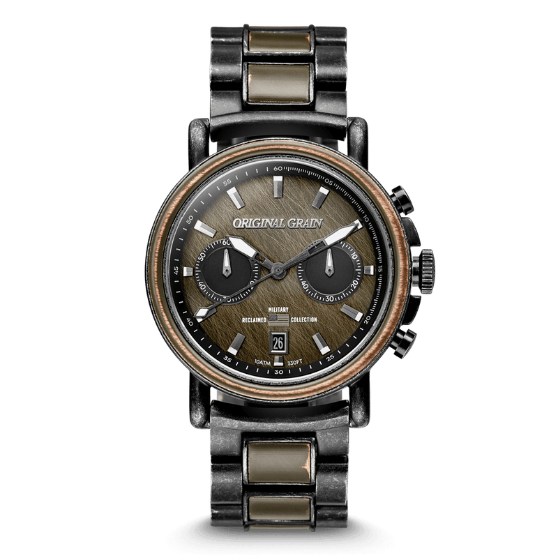 Military Stonewashed Steel Chrono 44mm