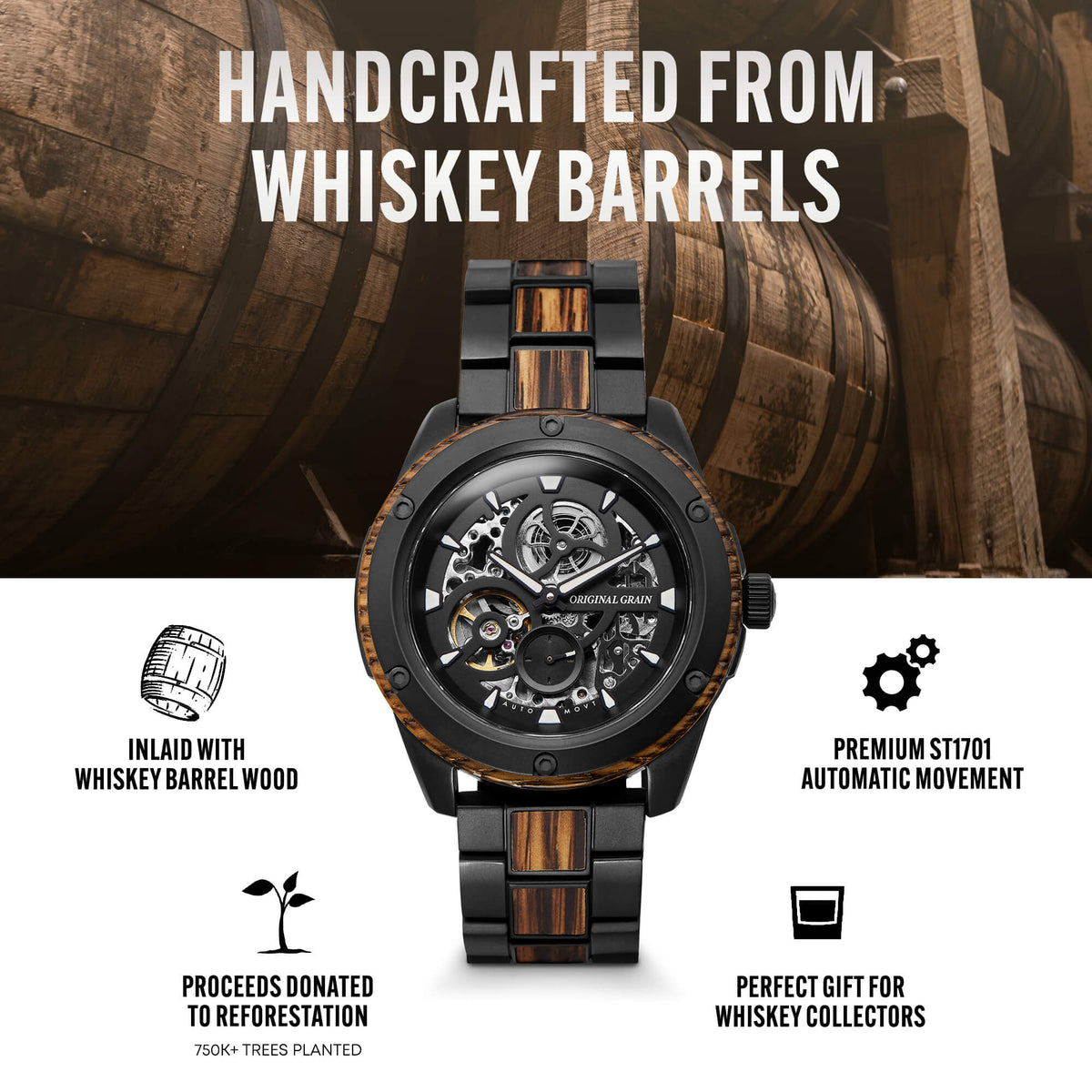 Whiskey Black Rugged Automatic 44mm