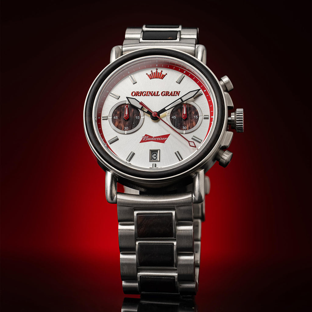 Budweiser King of Beers Silver Chrono 44mm