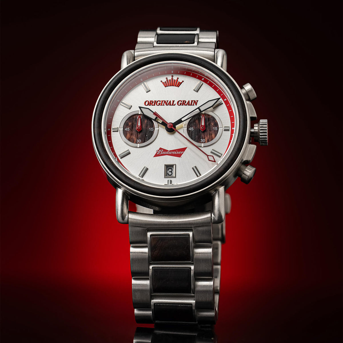 Budweiser King of Beers Silver Chrono 44mm