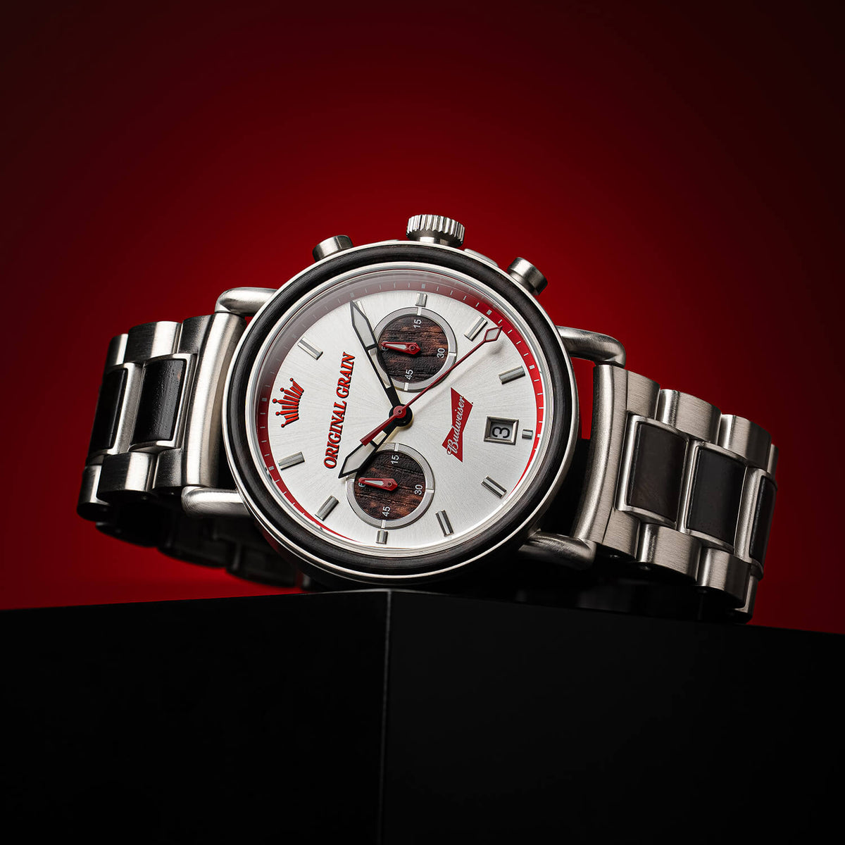 Budweiser King of Beers Silver Chrono 44mm