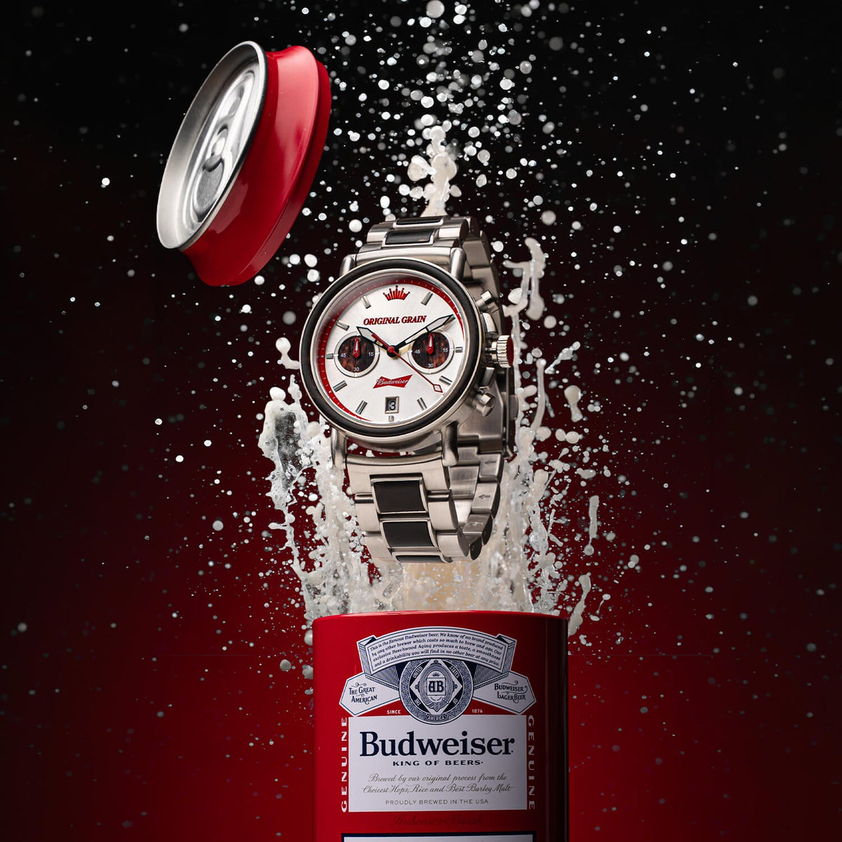 Budweiser King of Beers Silver Chrono 44mm