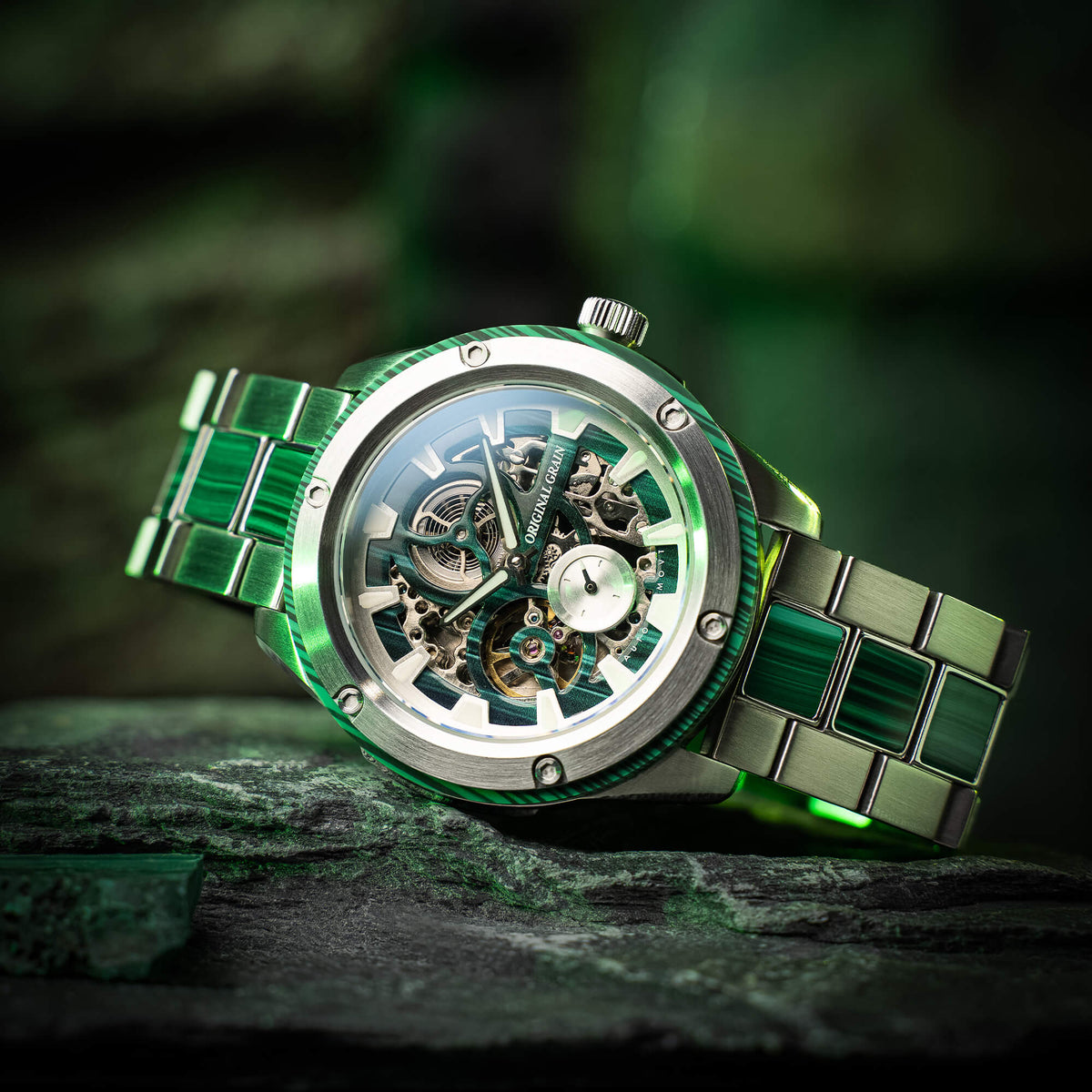 Malachite Rugged Silver Automatic 45mm