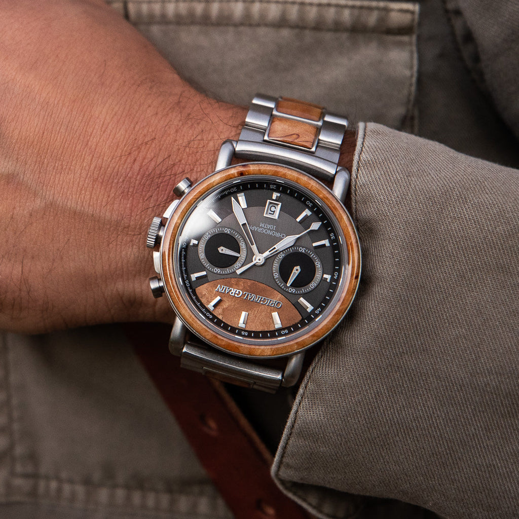 Burlwood Silver Chrono 44mm