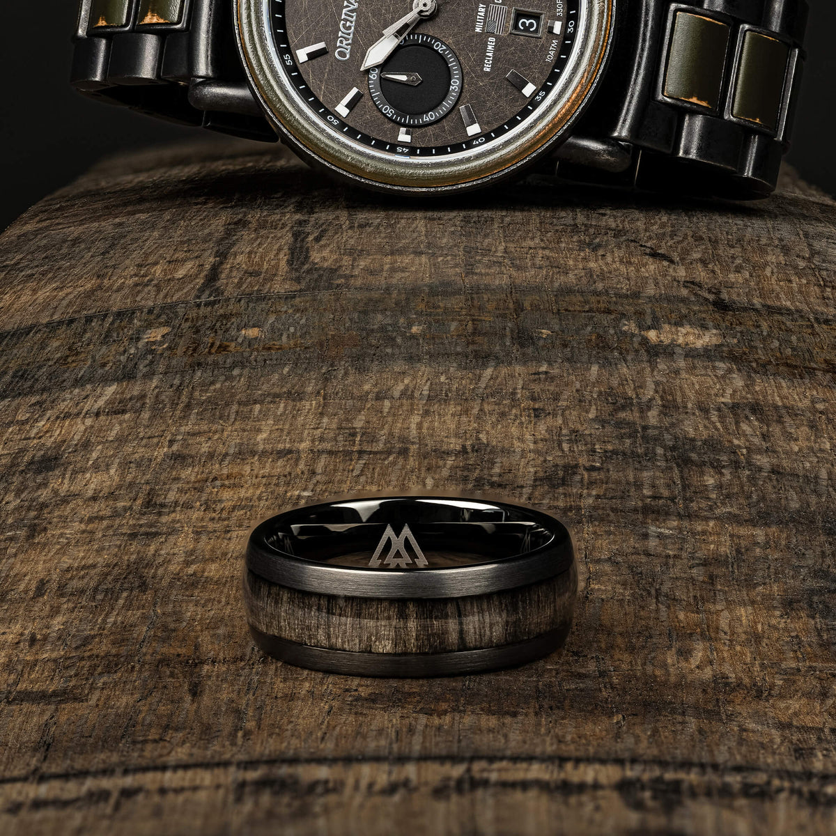 Military Gunmetal Single Barrel Ring